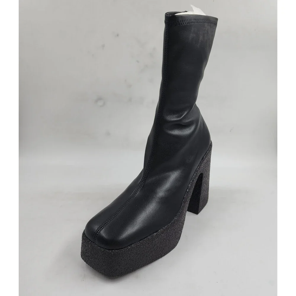 Stella McCartney Skyla Stretch Chunky Ankle Boots Women's Black Side Zip Closure - Picture 14 of 15